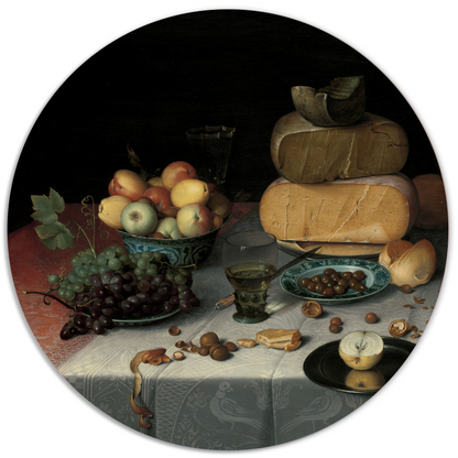 Wall circle Still Life with Cheeses, Floris Claesz. van Dijck