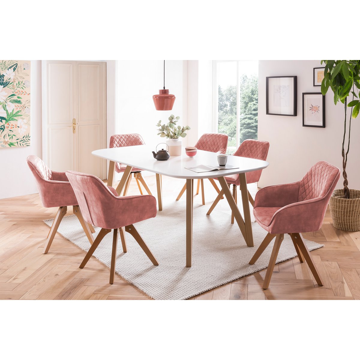 Eettafel 140x90x76 cm wit eikenhout