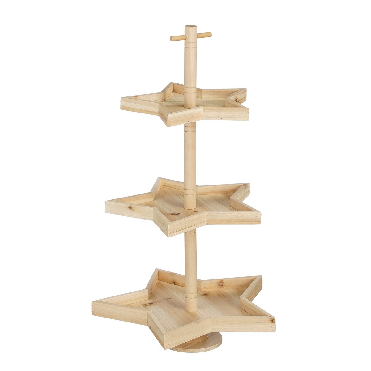 Etagère hout bruin 3 niveaus stervormig