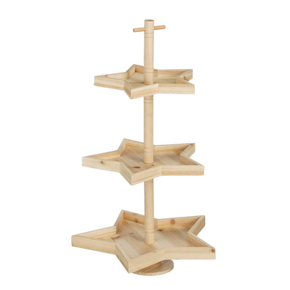 Etagère hout bruin 3 niveaus stervormig