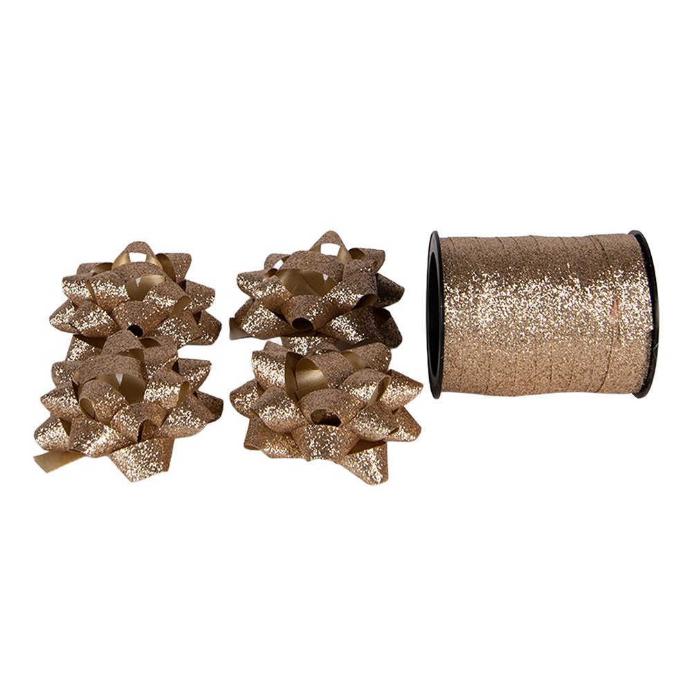 Decorative Ribbon 5x5x15 cm Gold-colored Plastic