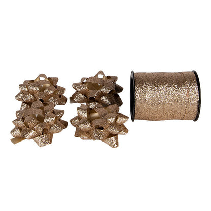 Decorative Ribbon 5x5x15 cm Gold-colored Plastic