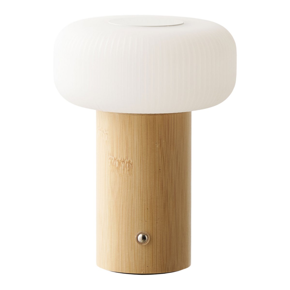 Tafellamp bamboe metaal PE oplaadbaar naturel wit 13,5x13,5x18 cm