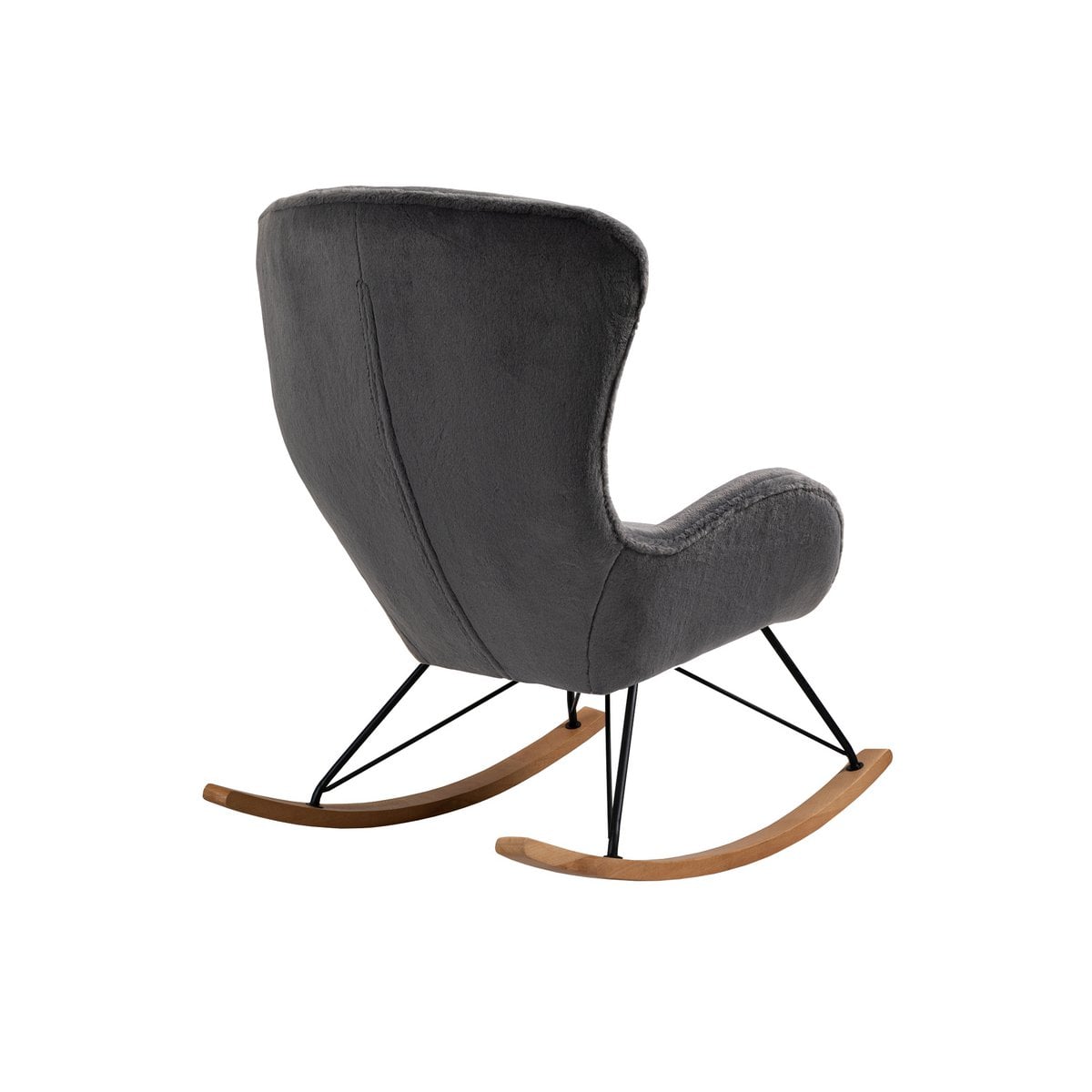 Rocking chair in dark grey lambskin look