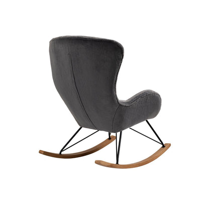 Rocking chair in dark grey lambskin look