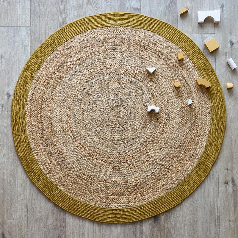 Vloerkleed jute wol katoen Ø140 cm