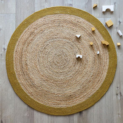 Vloerkleed jute wol katoen Ø140 cm