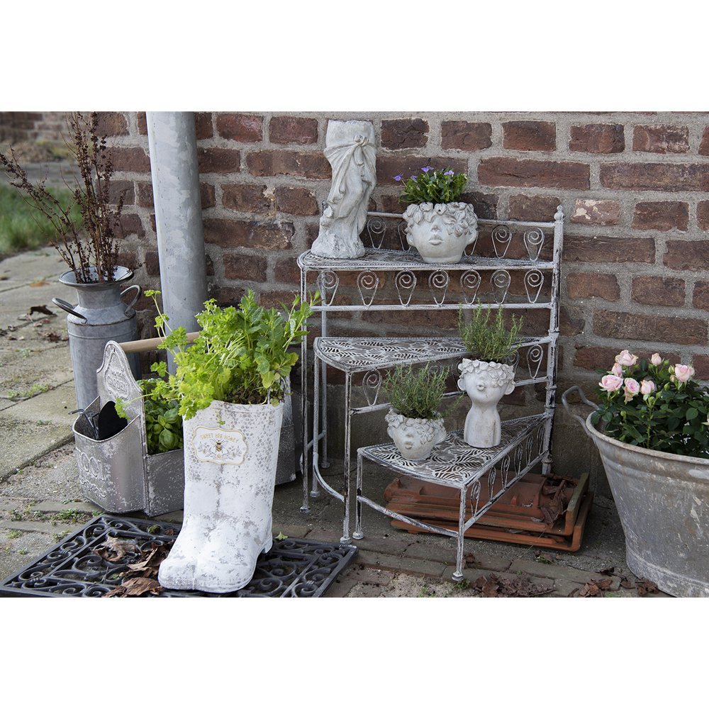 Planthouder laars 18x24x31/35 cm grijs metaal