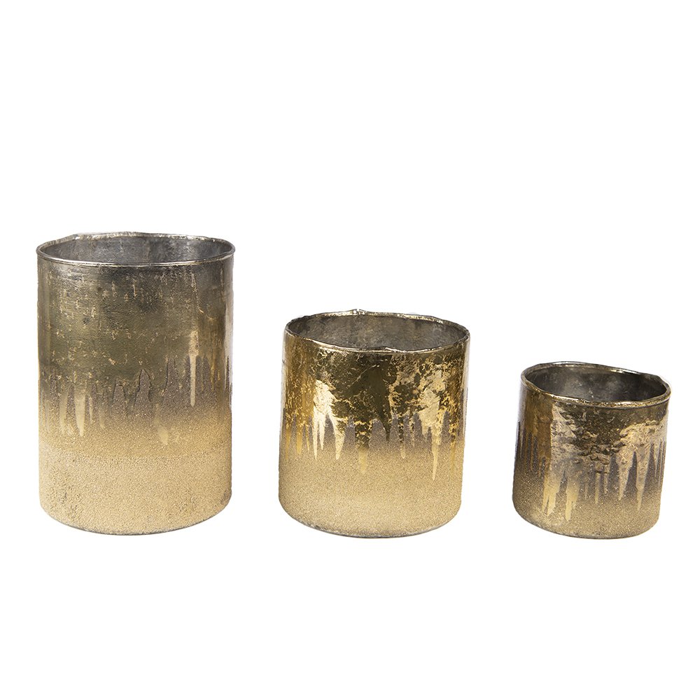 Theelichthouder Ø 10 cm goudkleurig bruin glas
