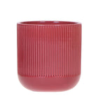 Plantenpot keramiek Ø9x10 cm rood ribbelpatroon