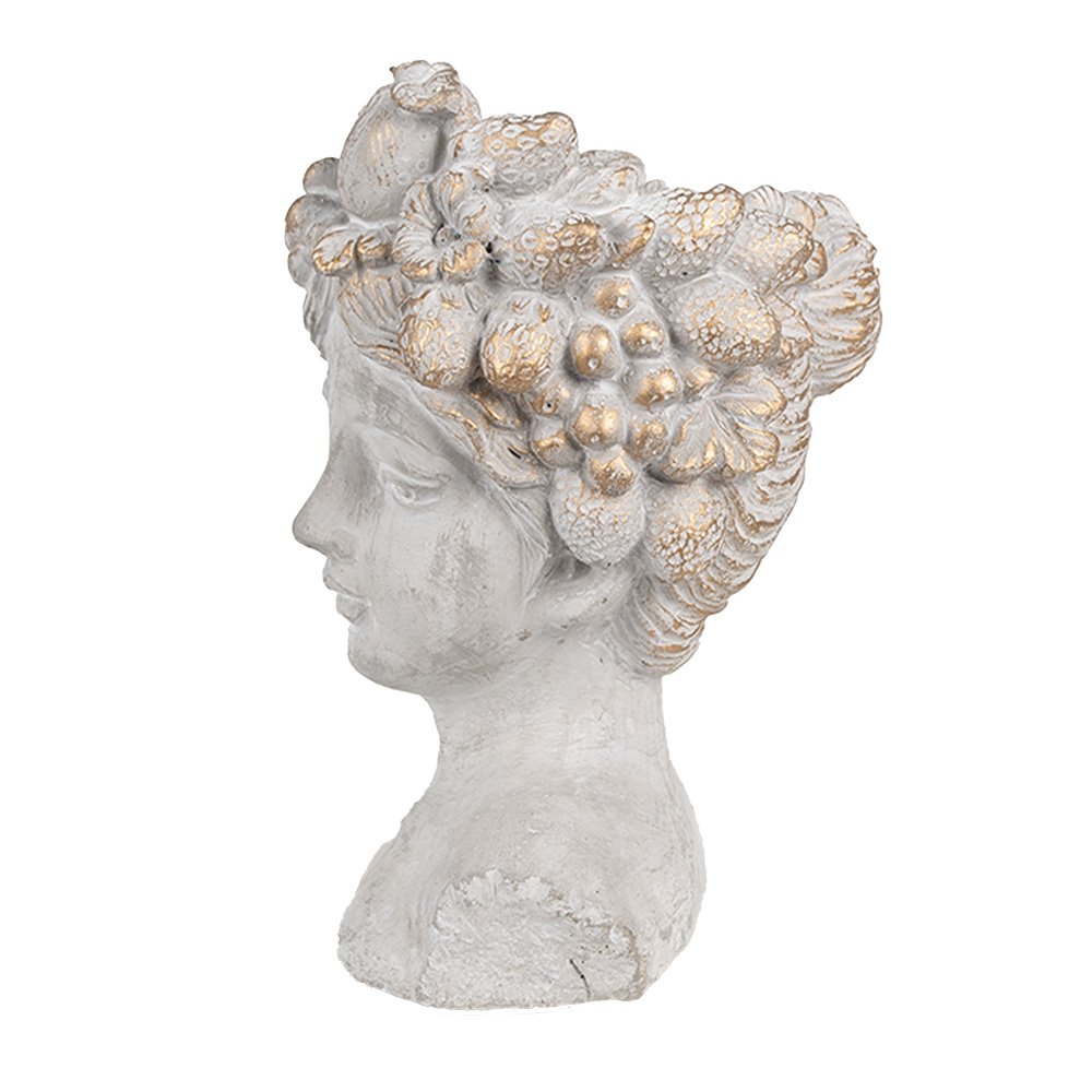 Bloempot vrouw 14x14x22 cm grijs steen