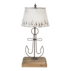Table lamp Ø 35x79 cm beige brown wood desk lamp