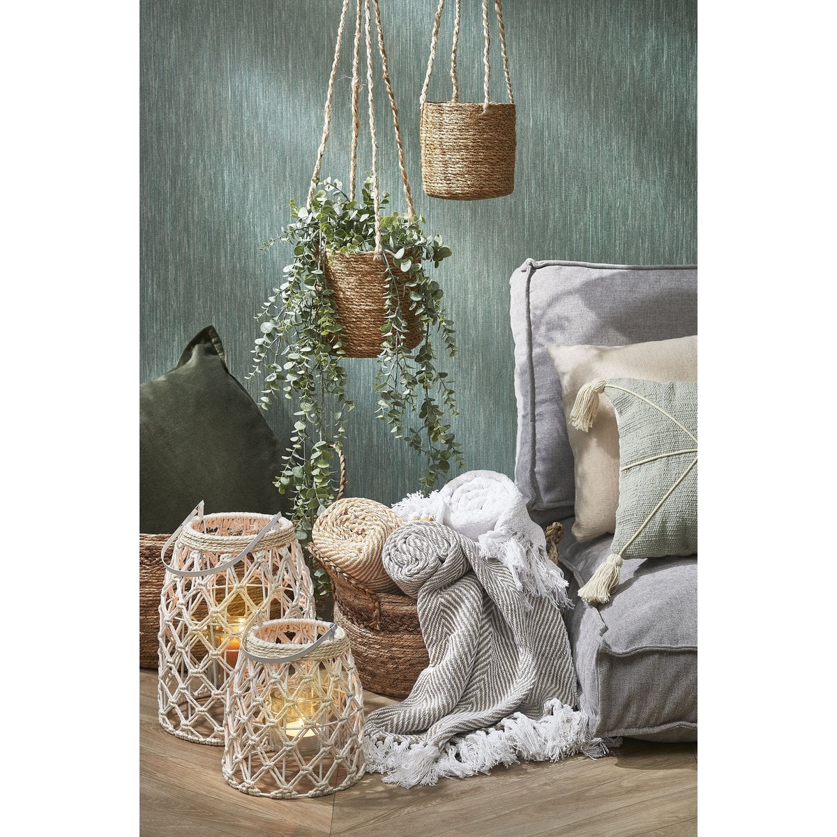 Kunst hangplant groen 93 cm