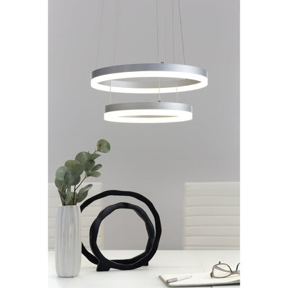 Hanglamp rond Ø 38 cm metaal acryl wit zilver