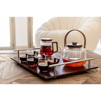 Theepot glas met houten handgreep 1000 ml