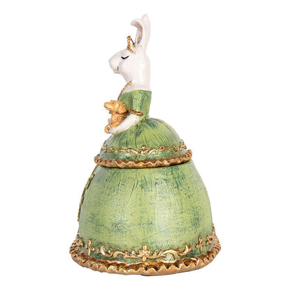 Sieradendoos konijn 18x15x24 cm kunststof beige groen