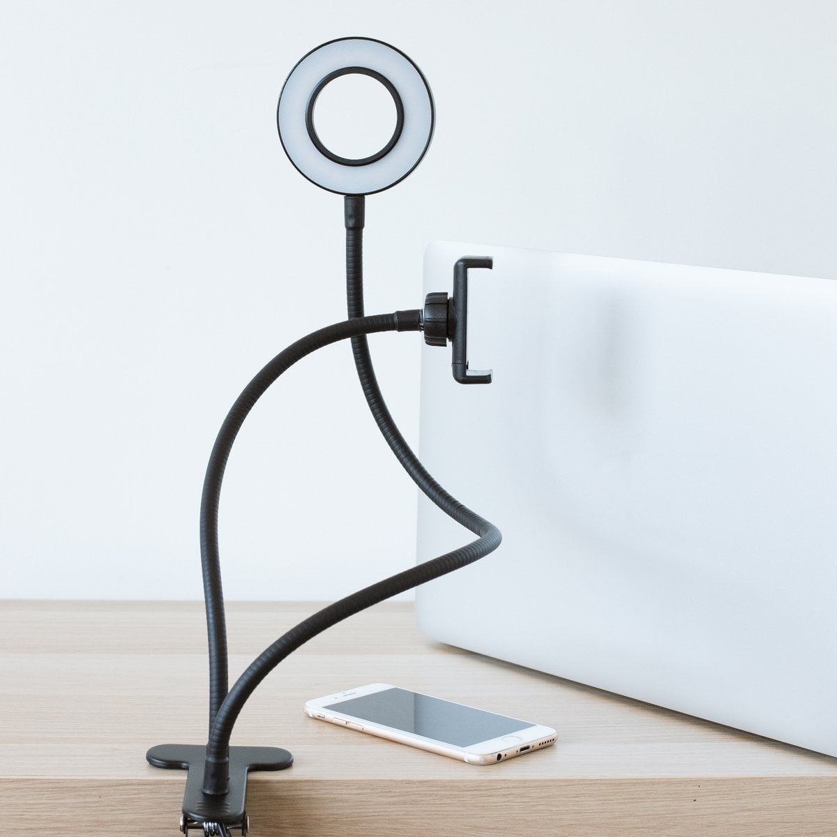 LED ringlamp met smartphonehouder 15x8x19 cm