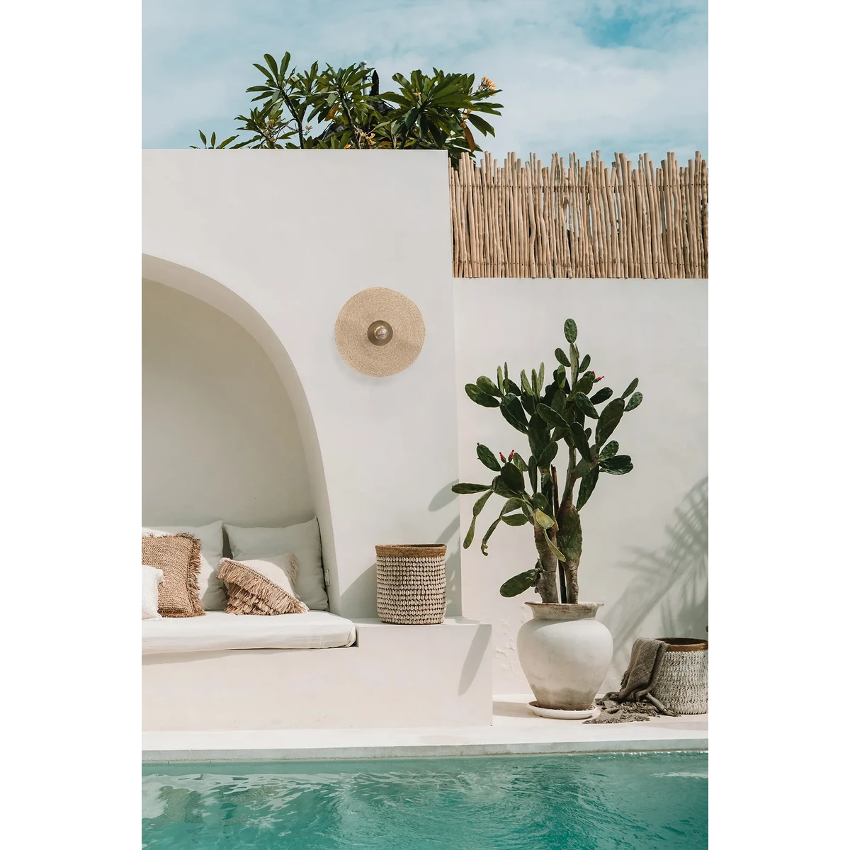 Wandlamp messing geweven gras 46x10 cm