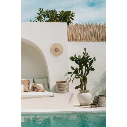 Wandlamp messing geweven gras 46x10 cm