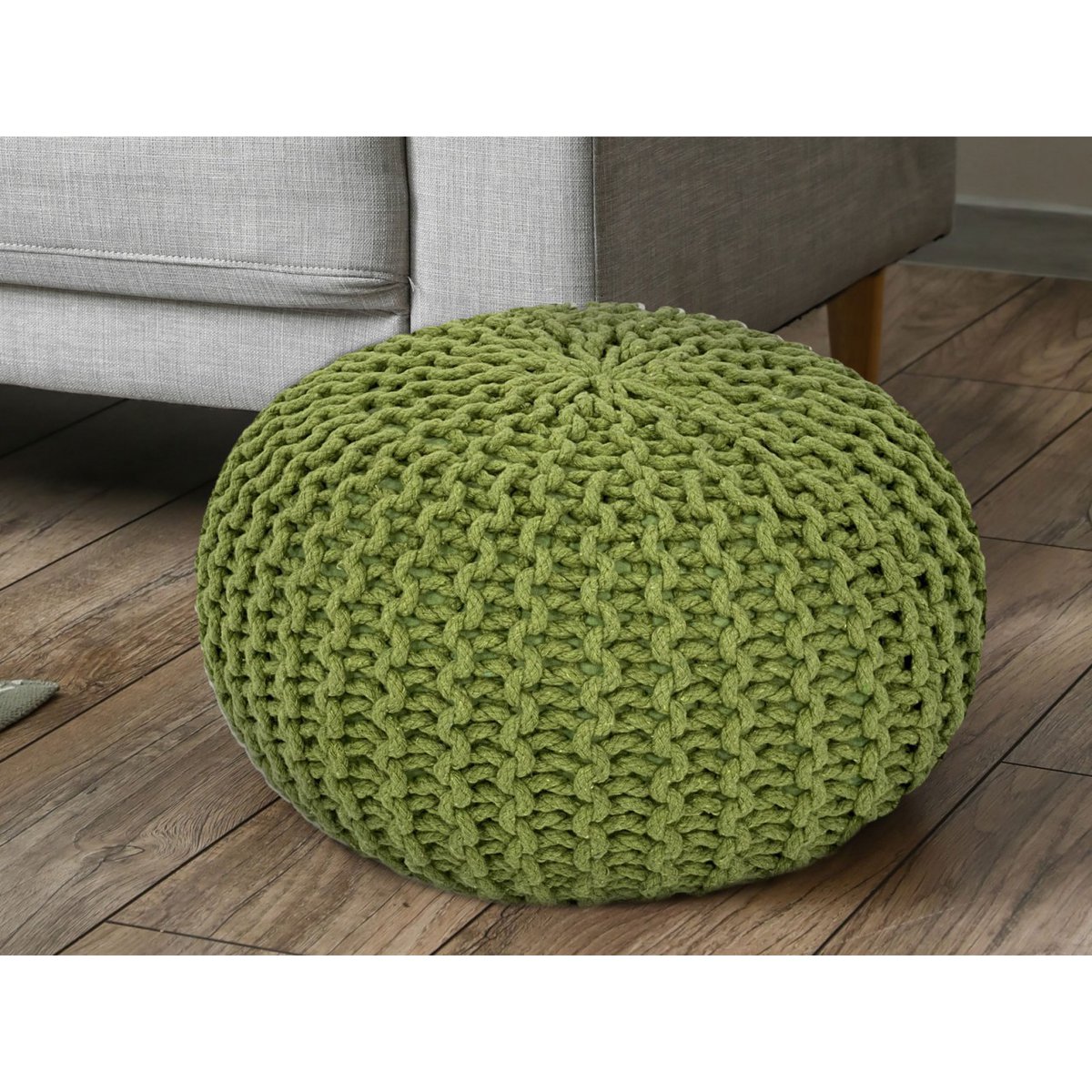 Pouf Ø 55 x 37 cm gebreid gerecycled katoen