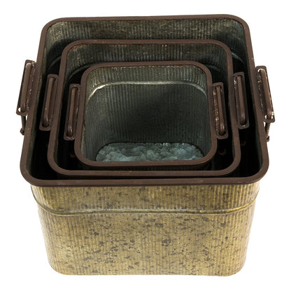 Decoratie emmer set 3 stuks grijs 42x38x28 cm
