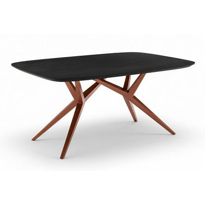 Eettafel 200x100 cm, Mango blad, stalen frame in antiek bruin