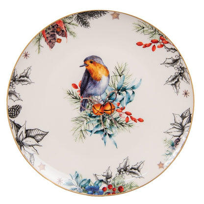Ontbijtbord 20 cm wit keramiek vogel
