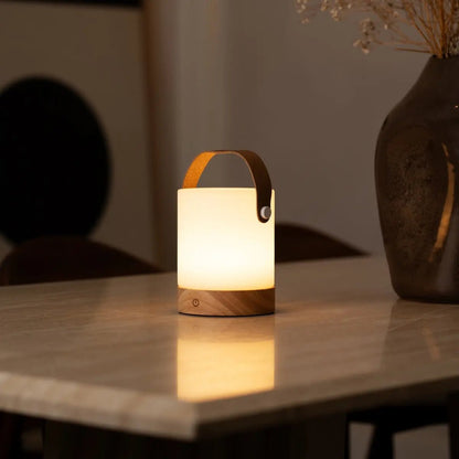 Tafellamp draadloos dimbaar USB-C lichtbruin 12x21 cm
