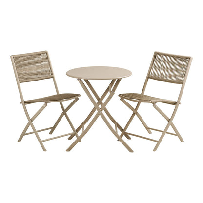 Arcas Bistroset, 2 stoelen en 1 tafel, polyester/staal, taupe