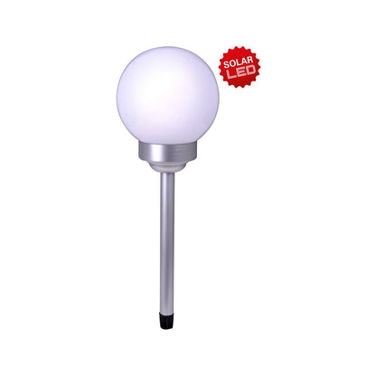 LED Outdoor Spherical Spike "Ball" D: 25 cm, plastic ground spike, white, with integrated LED