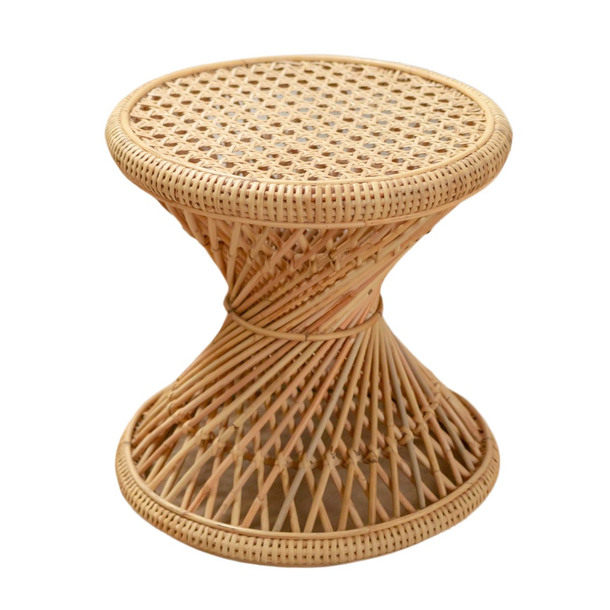 Rotan Bijzettafel Ronde Salontafel LUHU Beige 45 Cm