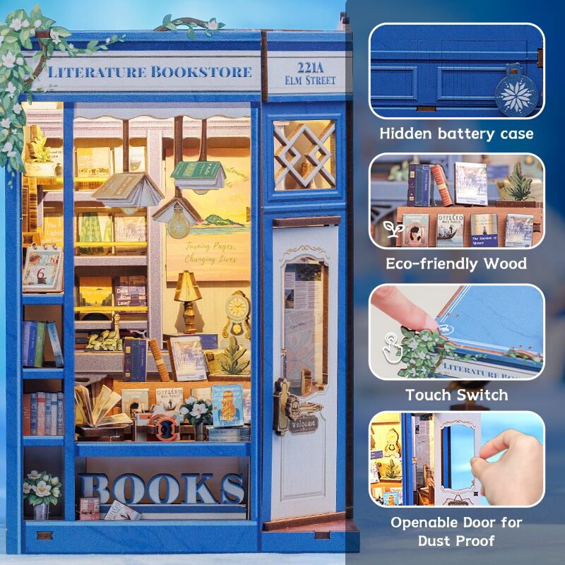 Cutebee, 3D Booknook, Literature Bookstore, BJAA203,11,5x10x17cm