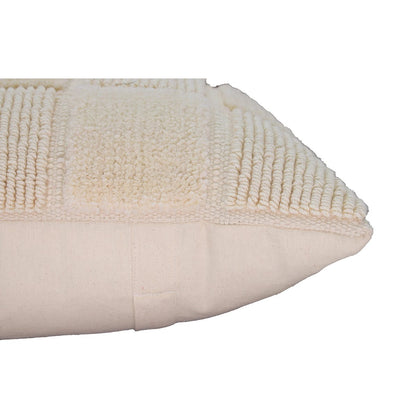 Kussenhoes 45x45 cm beige blokpatroon katoen