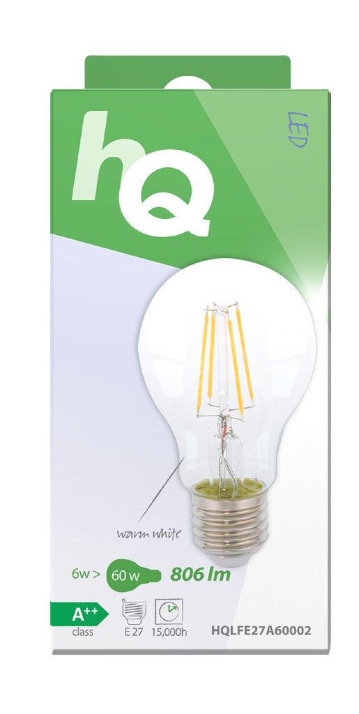 Hq Hqlfe27A60002 Led Retro Filament Lamp E27 A60 6 W 806 Lm 2700 K