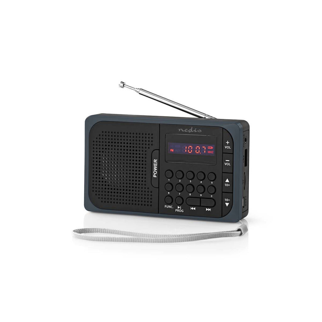 Nedis Rdfm2100Gy Fm-Radio 3,6 W Usb-Poort & Microsd-Kaartsleuf Zwart / Grijs