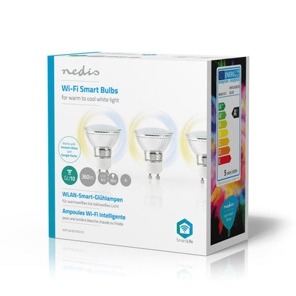 Nedis Wifilw30Crgu10 Wi-Fi Smart Led-Lamp Warm Tot Koel Wit Gu10 3-Pack