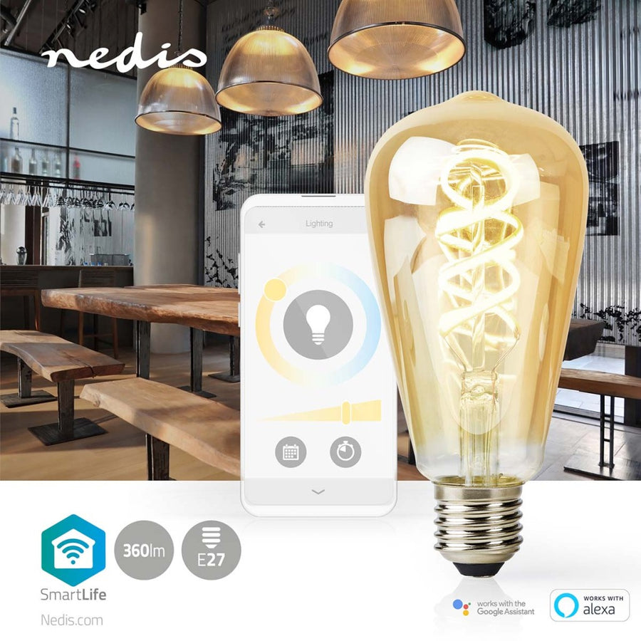Nedis Wifilrt10St64 Smartlife Led Filamentlamp Wi-Fi E27 360 Lm 4.9 W Warm To Cool White 1800 - 6500 K Glas Android&Trade; / Ios St64