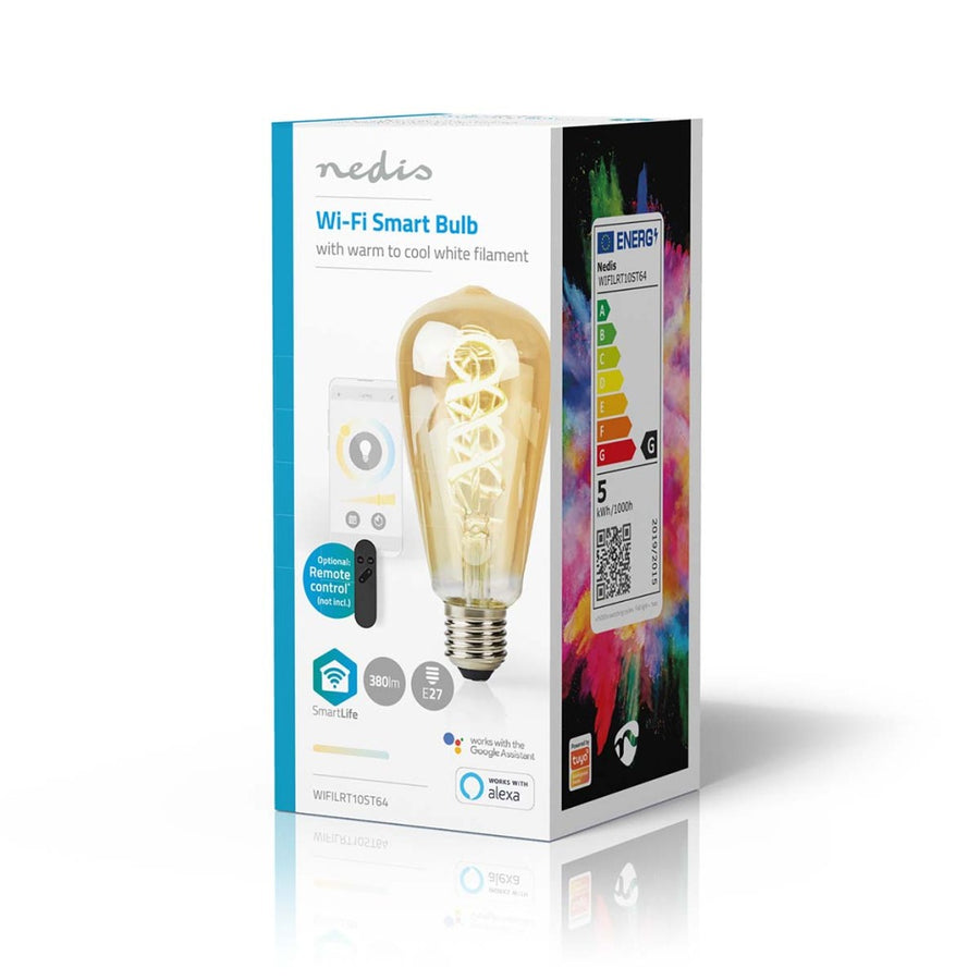 Nedis Wifilrt10St64 Smartlife Led Filamentlamp Wi-Fi E27 360 Lm 4.9 W Warm To Cool White 1800 - 6500 K Glas Android&Trade; / Ios St64
