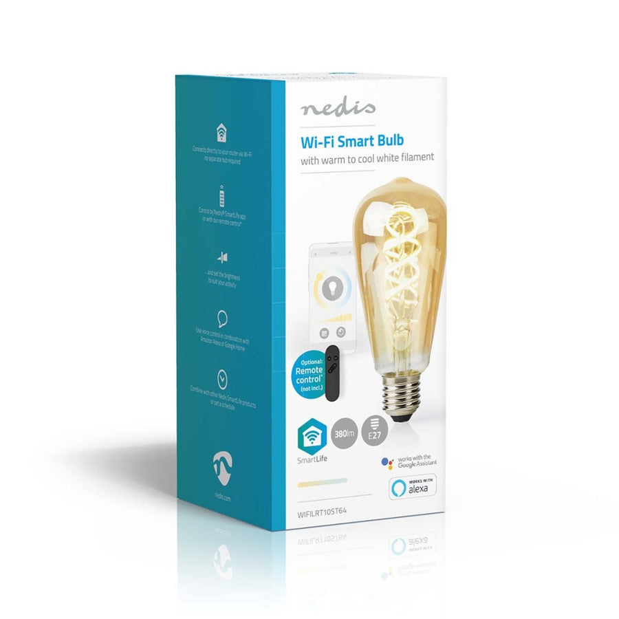 Nedis Wifilrt10St64 Smartlife Led Filamentlamp Wi-Fi E27 360 Lm 4.9 W Warm To Cool White 1800 - 6500 K Glas Android&Trade; / Ios St64
