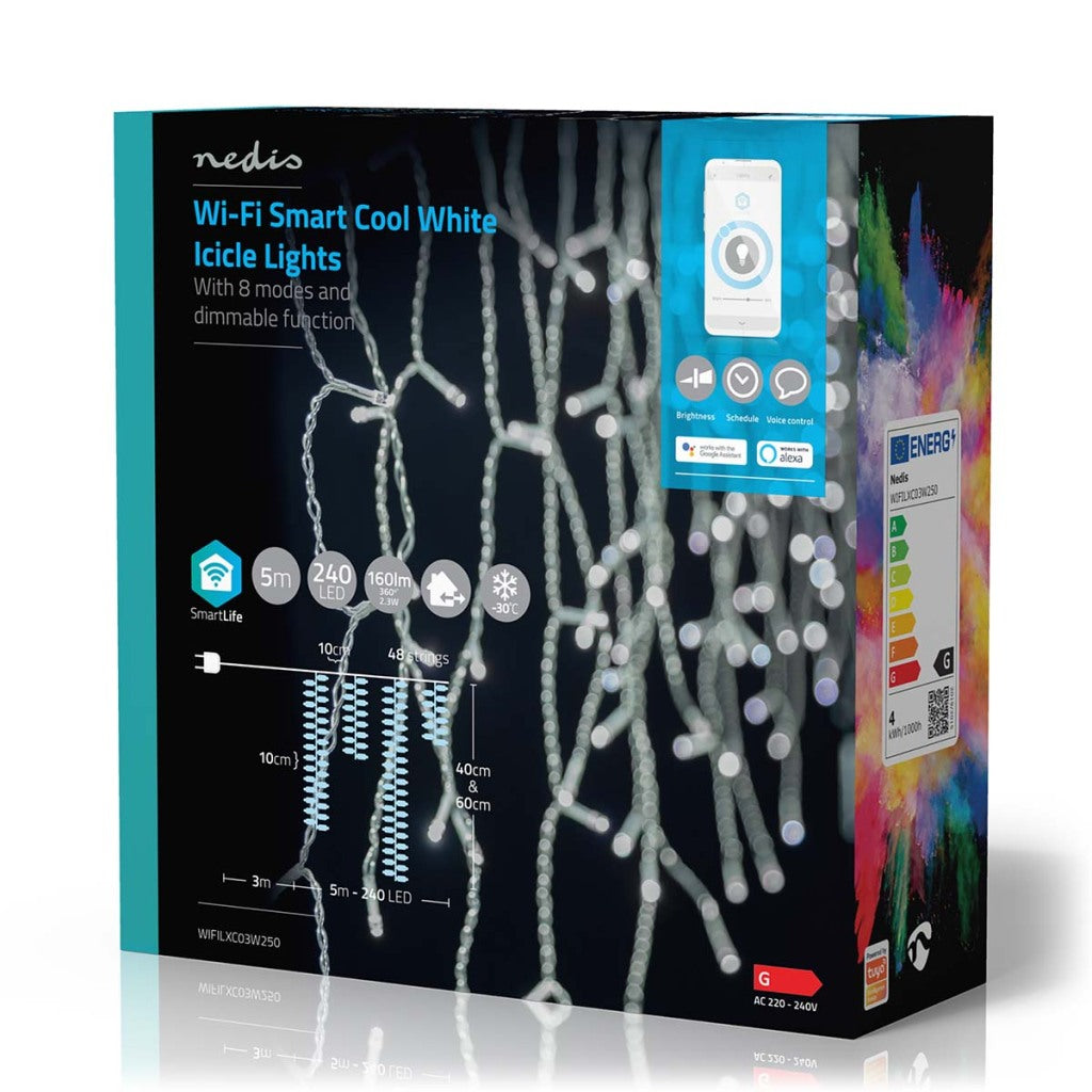 Nedis Wifilxc03W250 Smartlife Decoratieve Led Ijspegel Wi-Fi Koel Wit 240 Led'S 5.00 M Android&Trade; / Ios