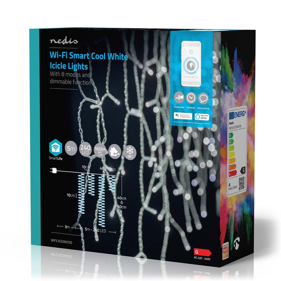 Nedis Wifilxc03W250 Smartlife Decoratieve Led Ijspegel Wi-Fi Koel Wit 240 Led'S 5.00 M Android&Trade; / Ios