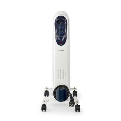 Nedis Htoi30Wt7 Mobiele Olieradiator 600 / 900 / 1500 W 7 Vinnen Instelbare Thermostaat 3 Warmte Standen Omvalpreventie Wit