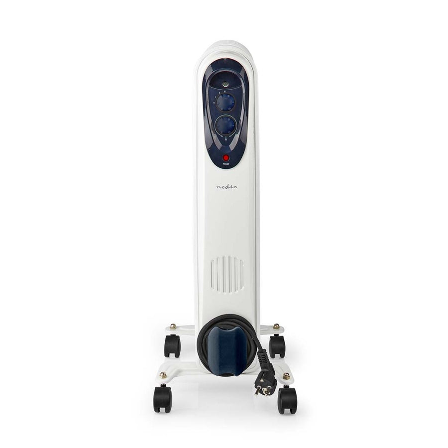 Nedis Htoi30Wt7 Mobiele Olieradiator 600 / 900 / 1500 W 7 Vinnen Instelbare Thermostaat 3 Warmte Standen Omvalpreventie Wit