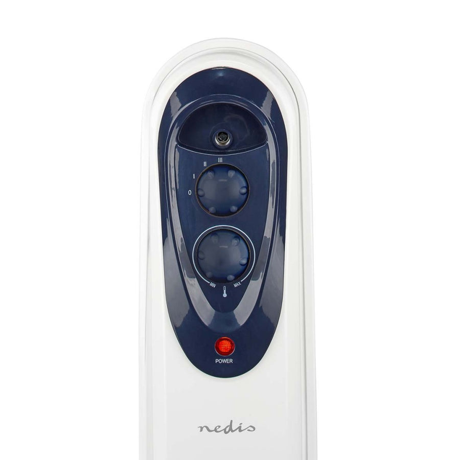 Nedis Htoi30Wt7 Mobiele Olieradiator 600 / 900 / 1500 W 7 Vinnen Instelbare Thermostaat 3 Warmte Standen Omvalpreventie Wit