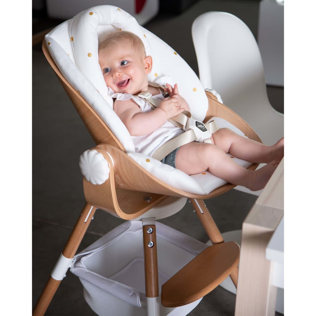 Childhome Kinderstoelkussen Gouden Stippen Evolu Newborn Jersey Wit