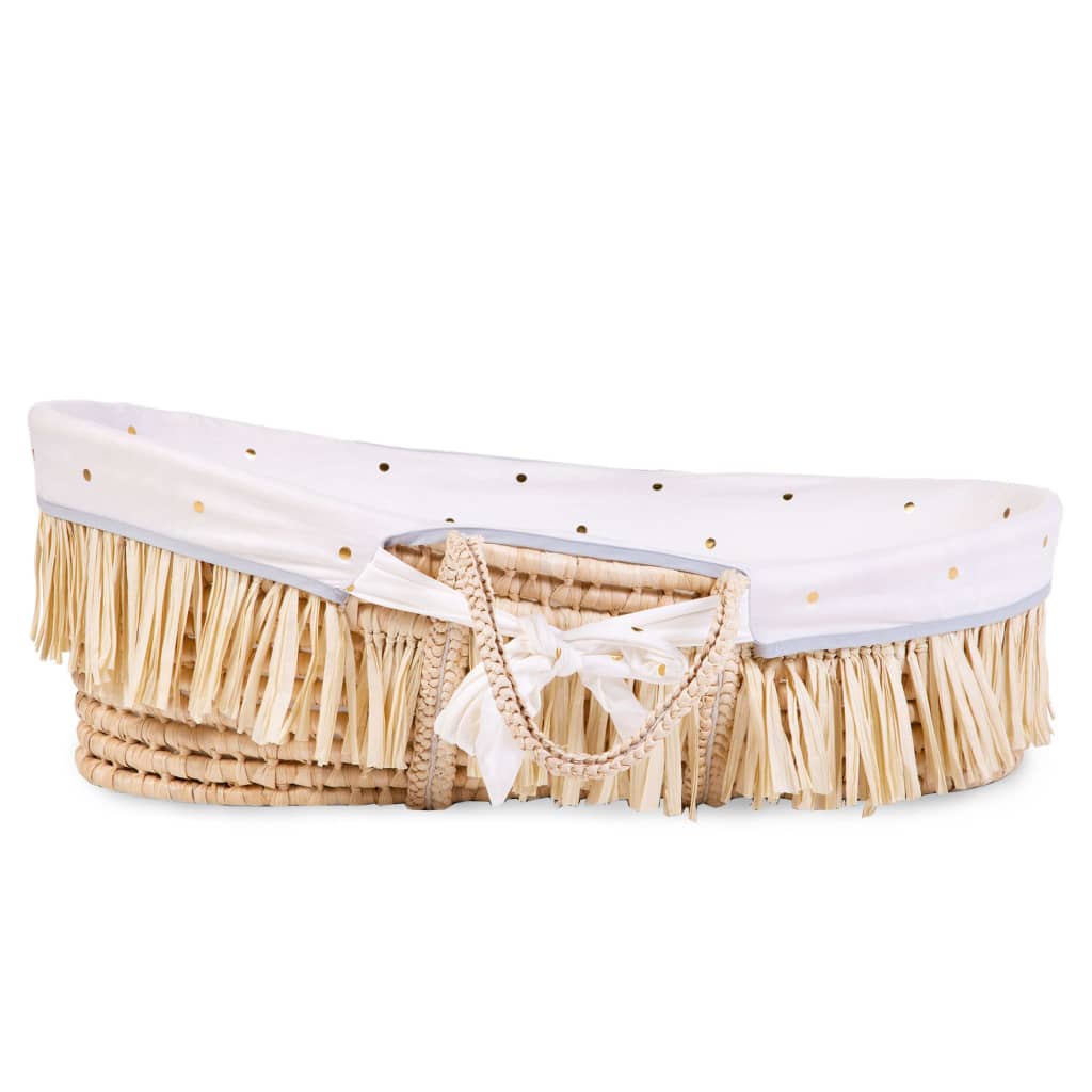 Childhome Mozesmand Raffia Met Matras En Hoes Goudkleurig
