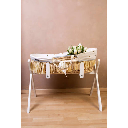 Childhome Mozesmand Raffia Met Matras En Hoes Goudkleurig