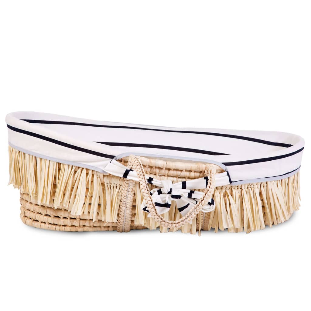 Childhome Mozesmand Raffia Met Matras En Hoes Marineblauw