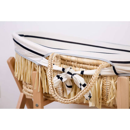 Childhome Mozesmand Raffia Met Matras En Hoes Marineblauw