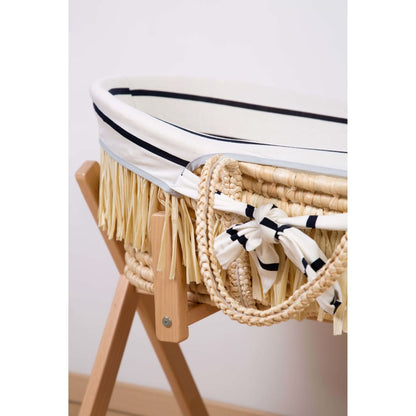 Childhome Mozesmand Raffia Met Matras En Hoes Marineblauw